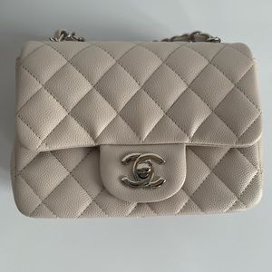 Chanel Mini 18B Ivory White Caviar Leather